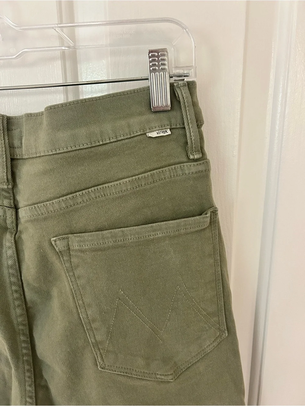 Mother High Waisted Smokin Double Ankle Jeans Oil Green - Picture 4 of 7
